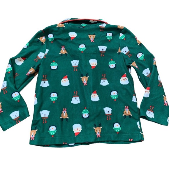 CARTERS Christmas/Festive Santa Fleece 2 Piece Button Down Pyjamas Green Boys 4T - Picture 5 of 13
